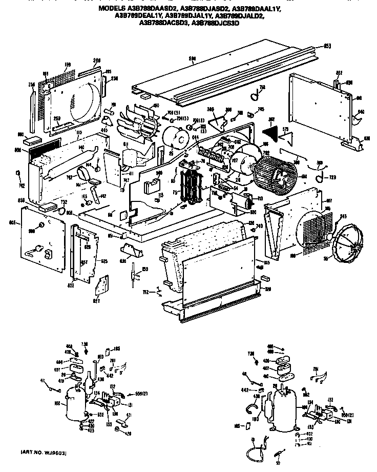 GE A3B789DEAL1Y replacement parts/compressor diagram