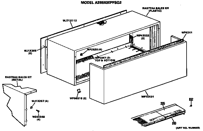 GE A2B593EPAS1Y cabinet diagram
