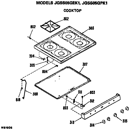 GE JGSS05GEK1 cooktop diagram