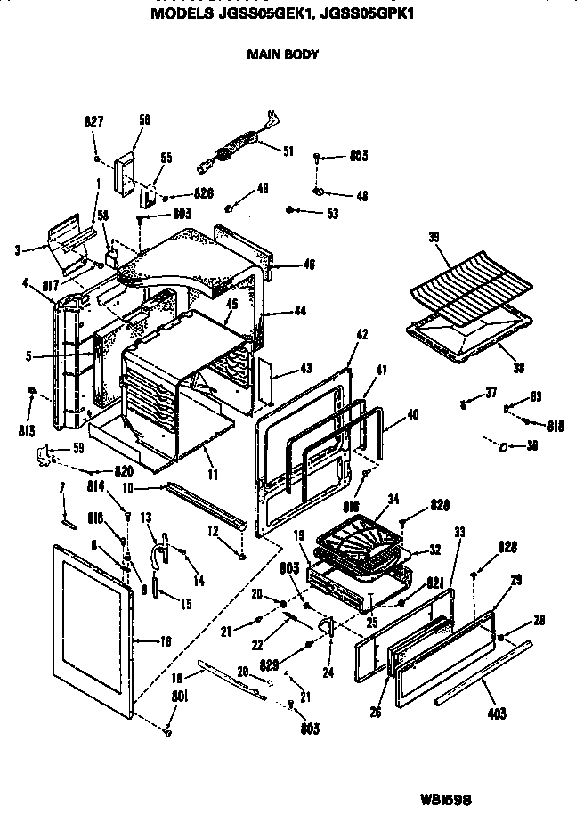 GE JGSS05GEK1 main body diagram