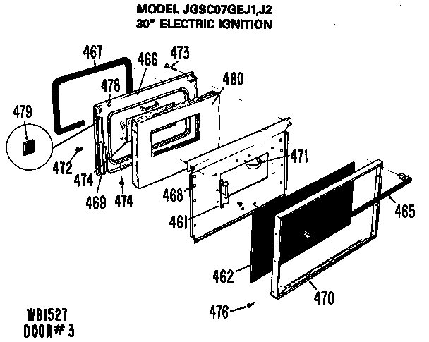 GE JGSC07GEJ1 door assembly diagram
