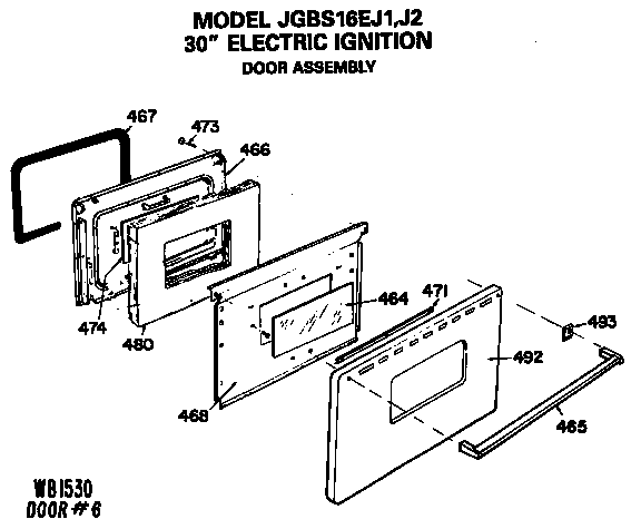 GE JGBS16EJ1 door assembly diagram