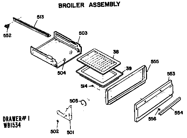 GE JGBS16EJ1 broiler assembly diagram