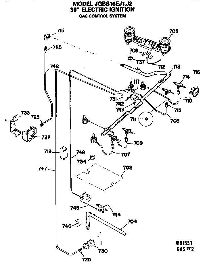 GE JGBS16EJ1 gas control system diagram