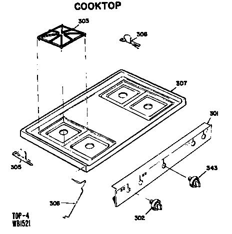 GE JGBS16EJ1 cooktop diagram