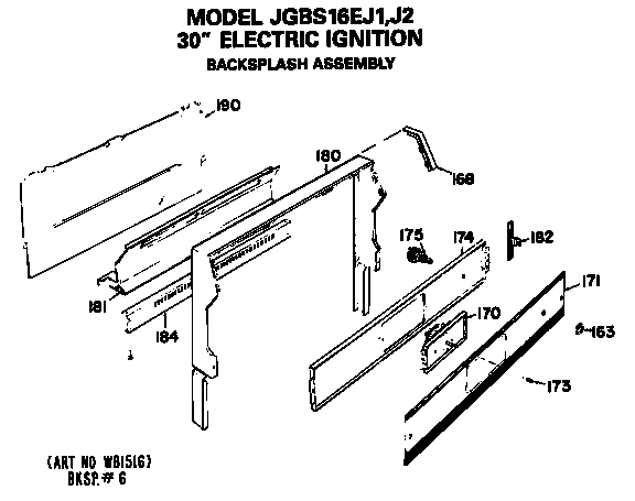 GE JGBS16EJ1 backsplash assembly diagram