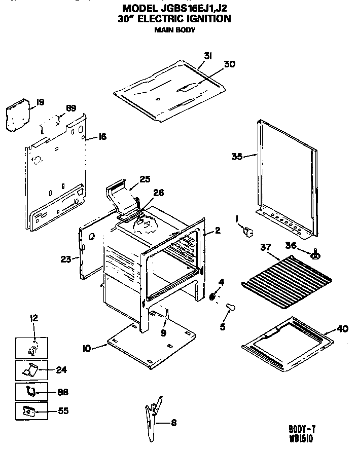 GE JGBS16EJ1 main body diagram
