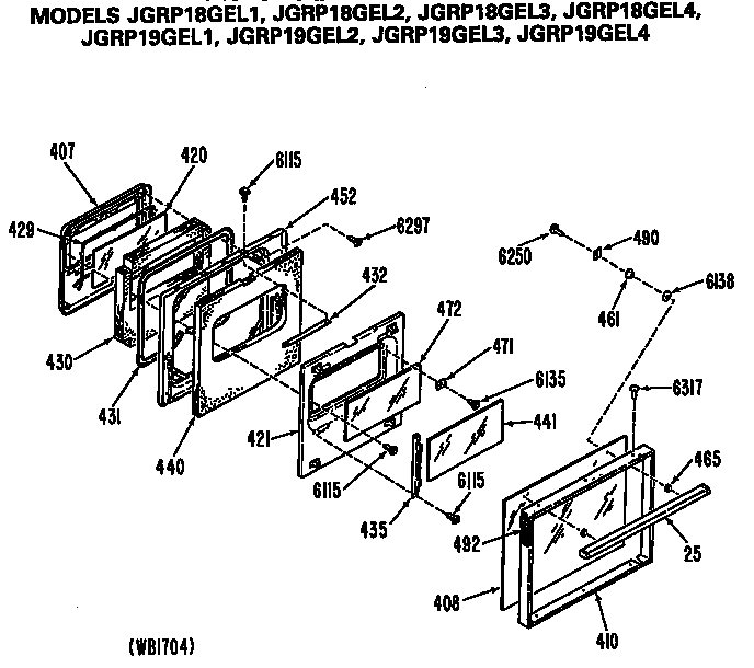 GE JGRP18GEL4 door assembly diagram