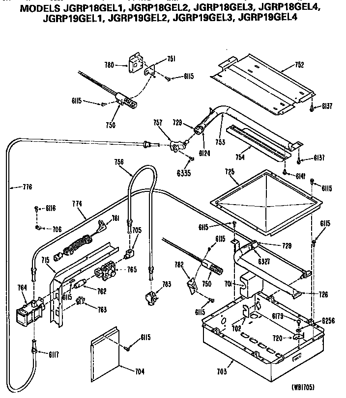 GE JGRP18GEL4 gas control system diagram