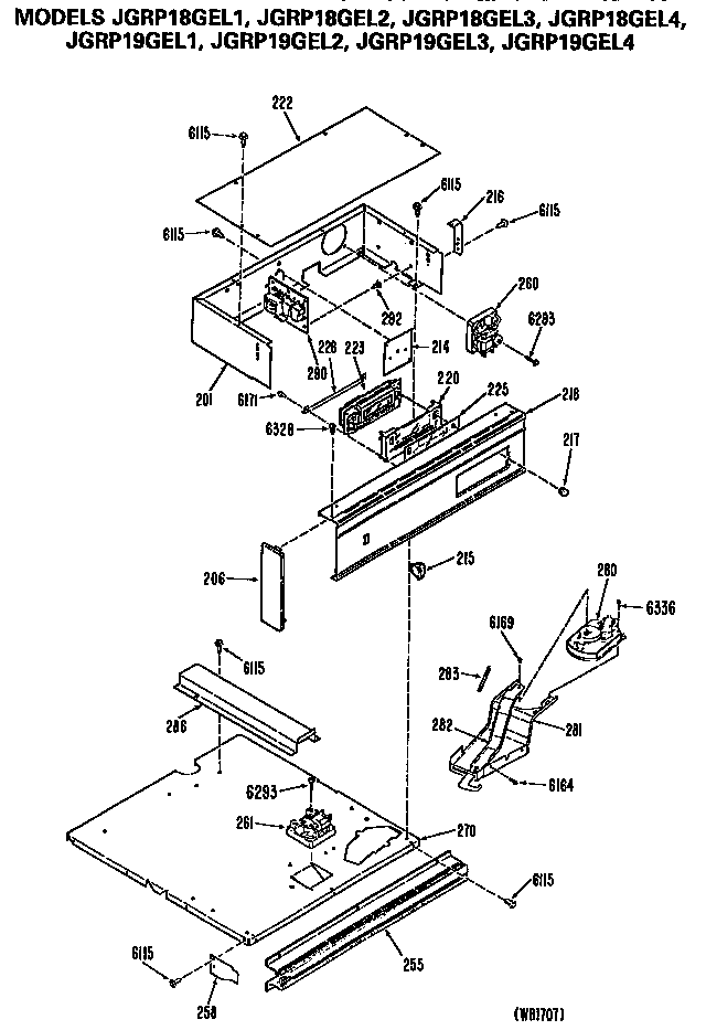 GE JGRP18GEL4 control panel diagram