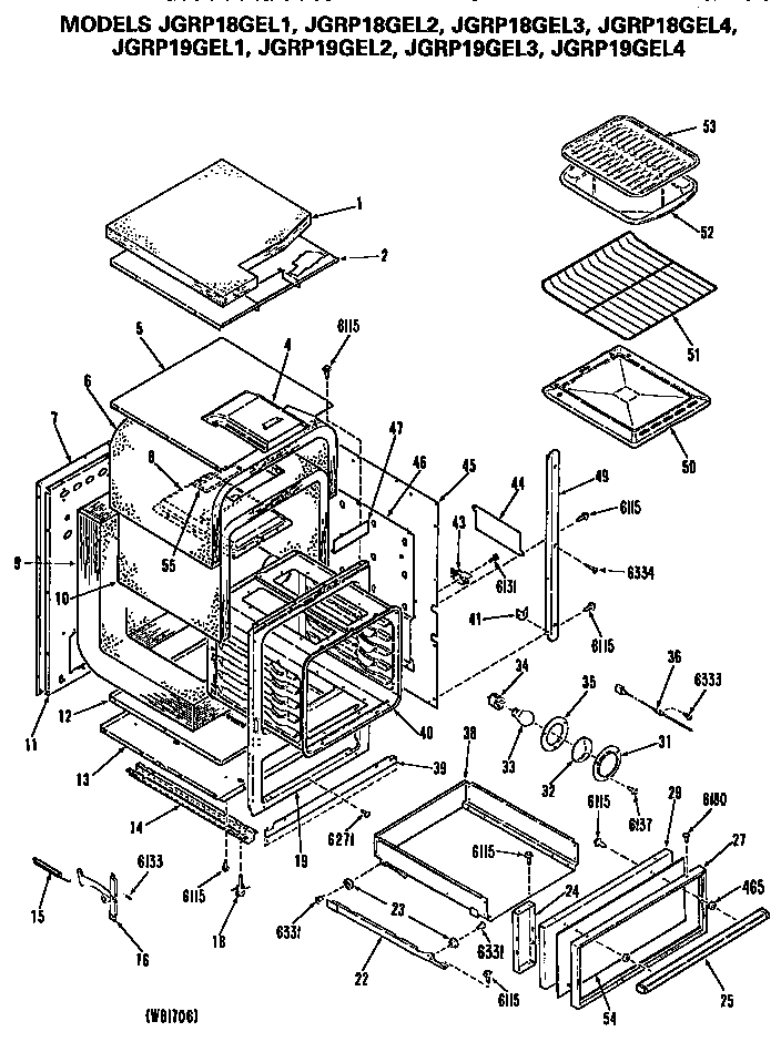 GE JGRP18GEL4 main body diagram
