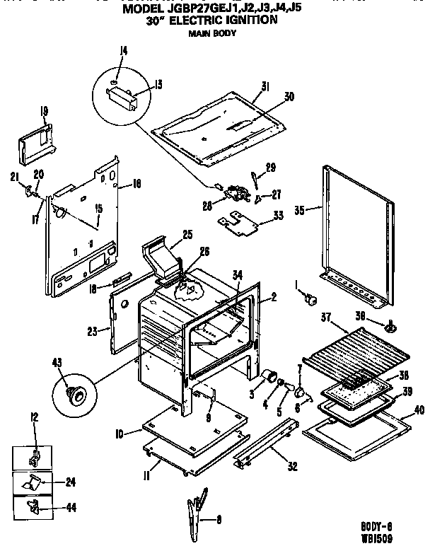 GE JGBP27GEJ2 main body diagram