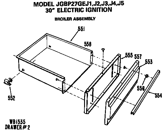 GE JGBP27GEJ2 broiler assembly diagram