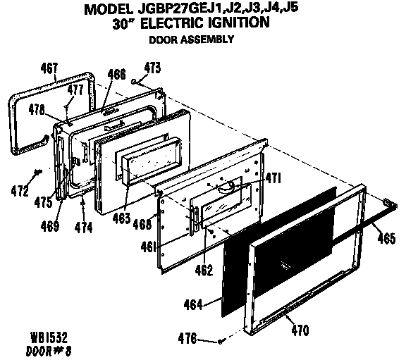 GE JGBP27GEJ2 door assembly diagram