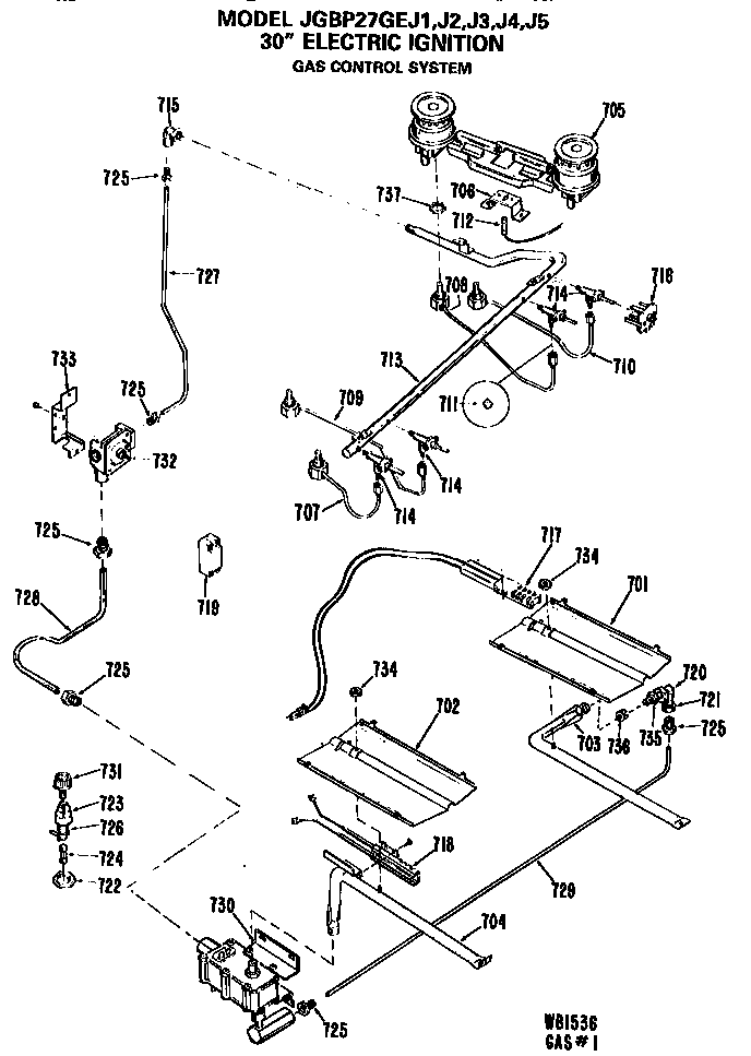 GE JGBP27GEJ2 gas control system diagram