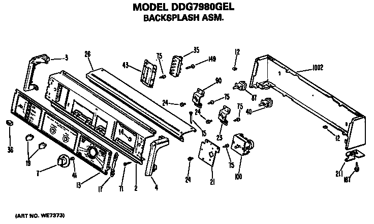 GE DDG7980GEL backsplash for ddg7980gel diagram