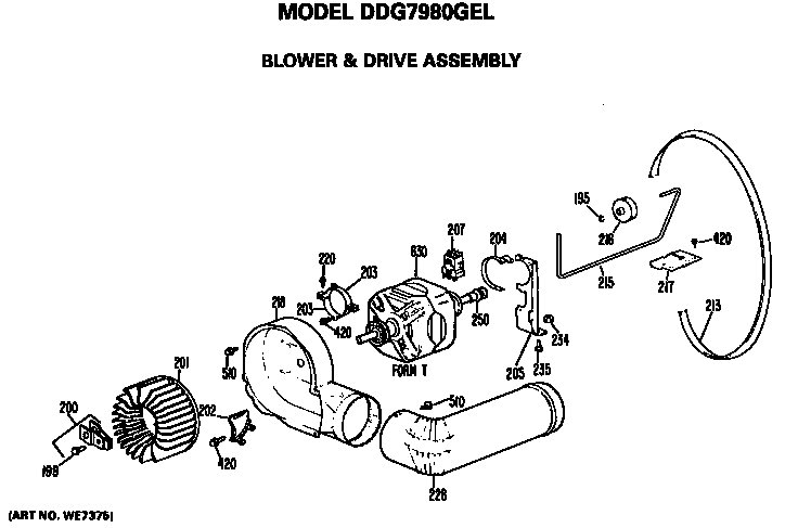 GE DDG7980GEL blower and drive assembly diagram