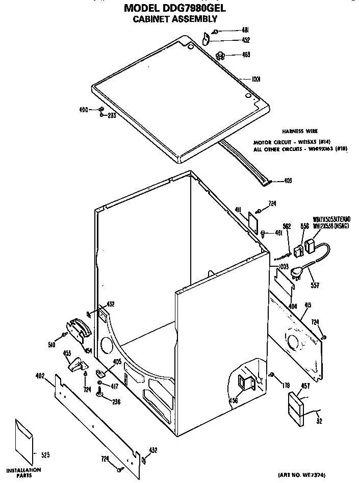 GE DDG7980GEL cabinet diagram