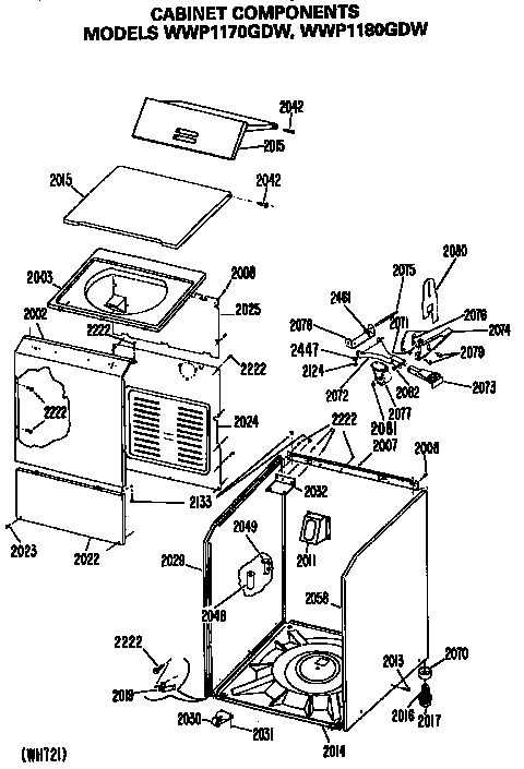 GE WWP1180GDW cabinet diagram