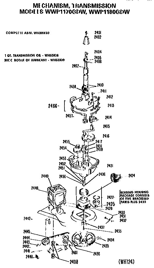 GE WWP1180GDW transmission diagram