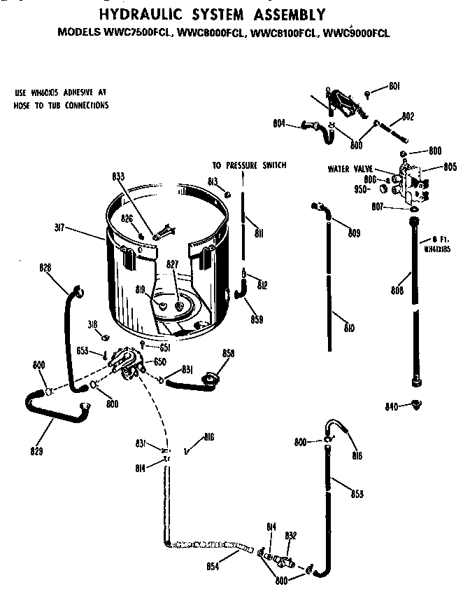 GE WWC7500FCL hydraulic system diagram
