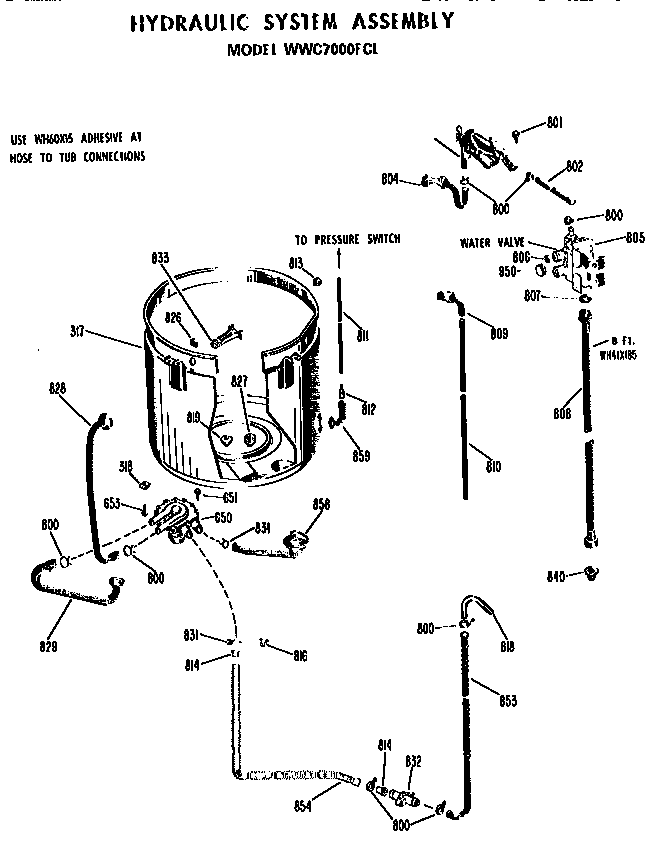 GE WWC7000FCL hydraulic system assembly diagram