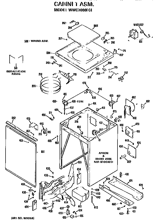 GE WWC7000FCL cabinet diagram