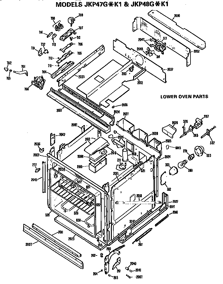 GE JKP48G*K1 lower oven diagram