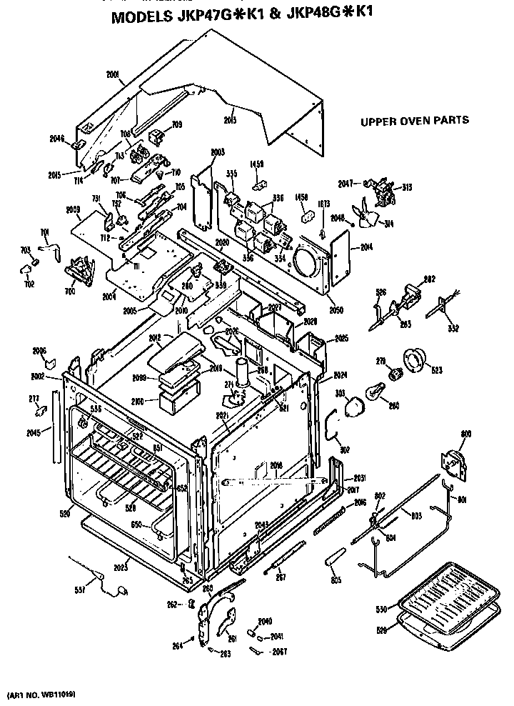 GE JKP48G*K1 upper oven diagram