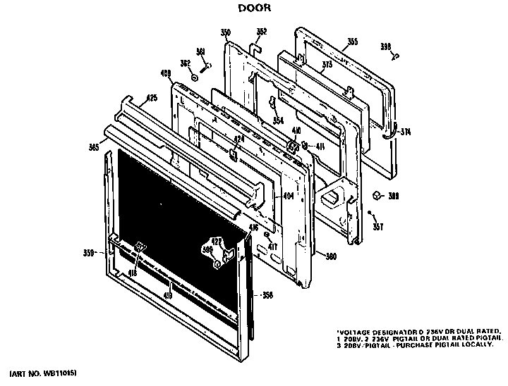 GE JKP46G*K1 door diagram