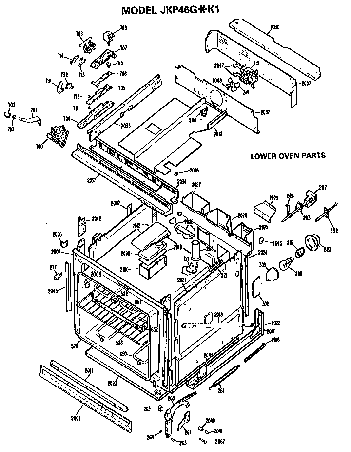 GE JKP46G*K1 lower oven diagram
