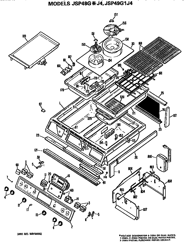 GE JSP48GJ4 cooktop/controls diagram