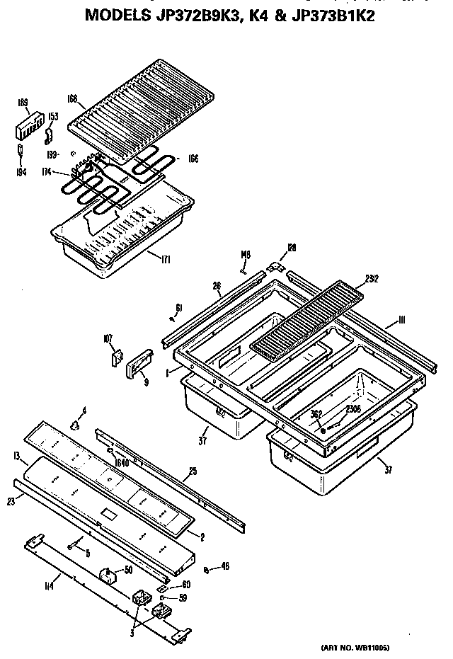 GE JP372B9K3 cooktop diagram