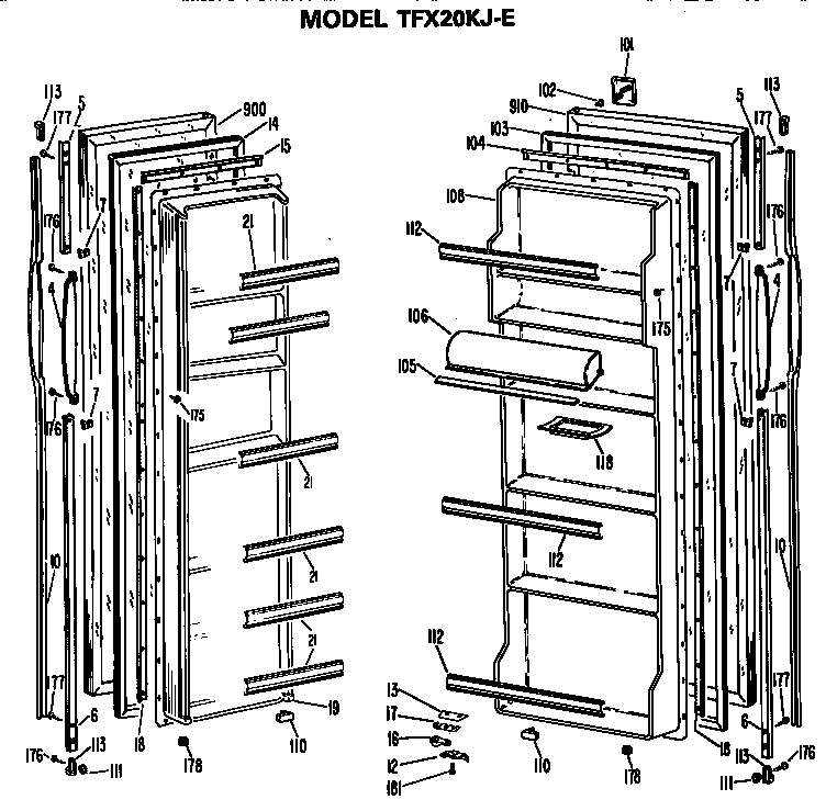 GE TFX20KJE doors diagram