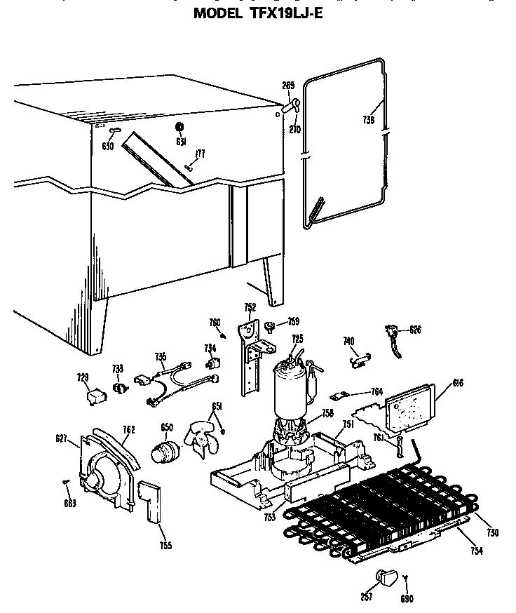 GE TFX19LJE unit parts diagram