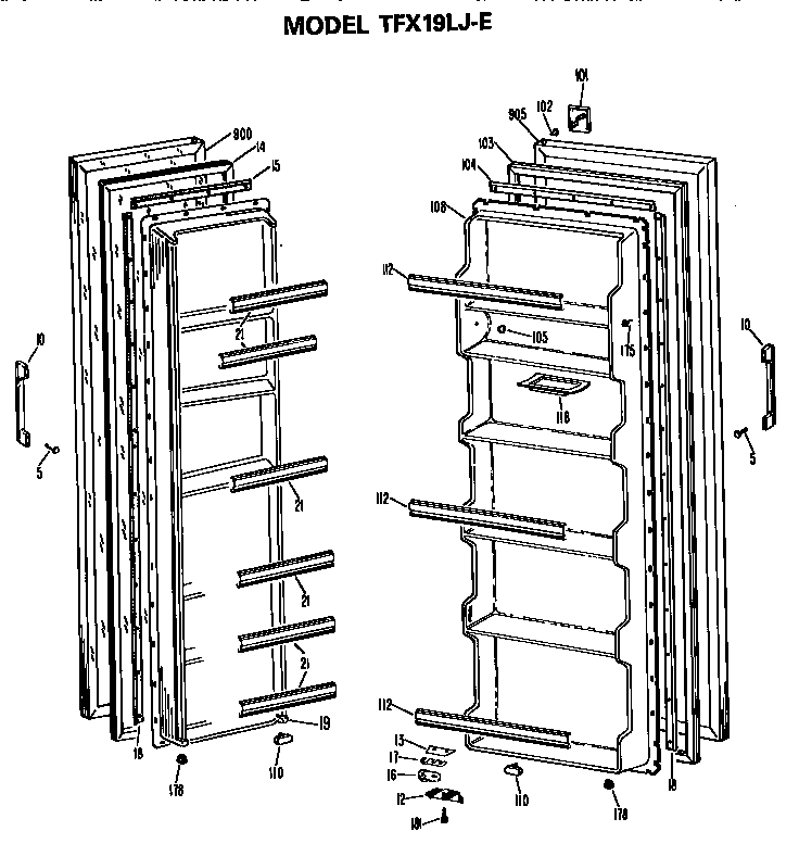 GE TFX19LJE doors diagram