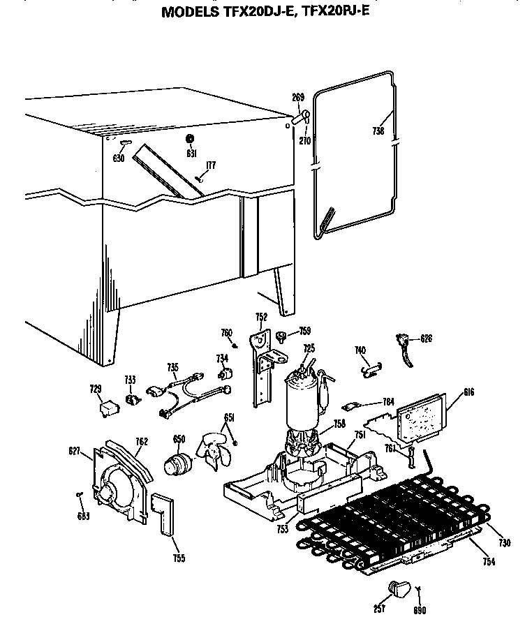 GE TFX20PJE unit parts diagram