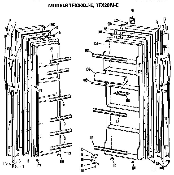 GE TFX20PJE doors diagram