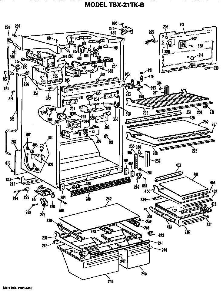 GE TBX21TKBR cabinet parts diagram