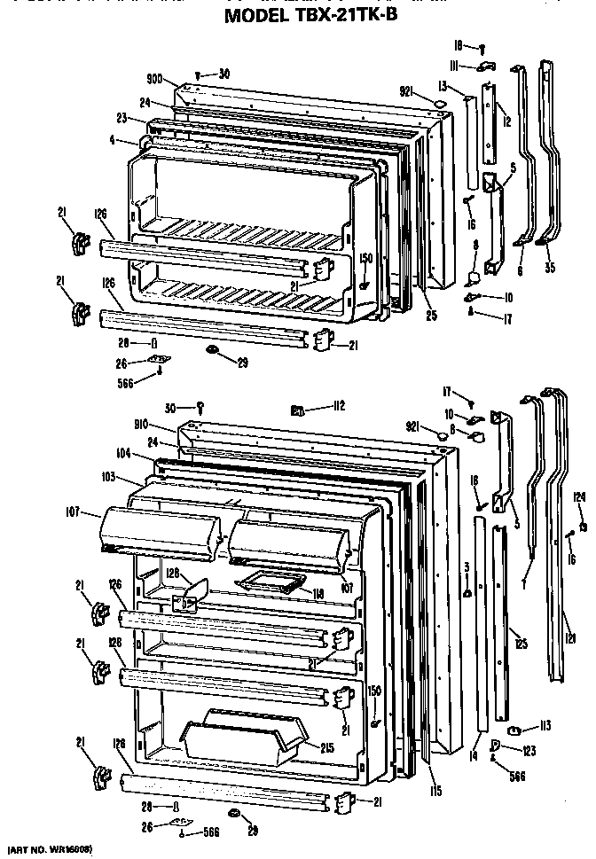GE TBX21TKBR doors diagram