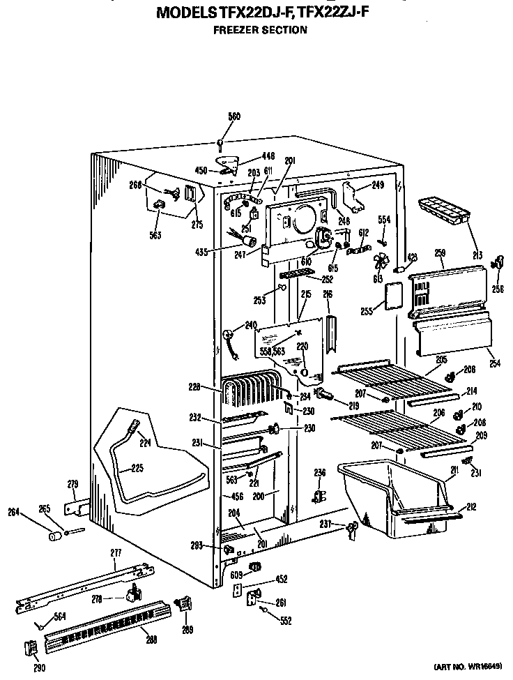 GE TFX22DJF freezer section diagram