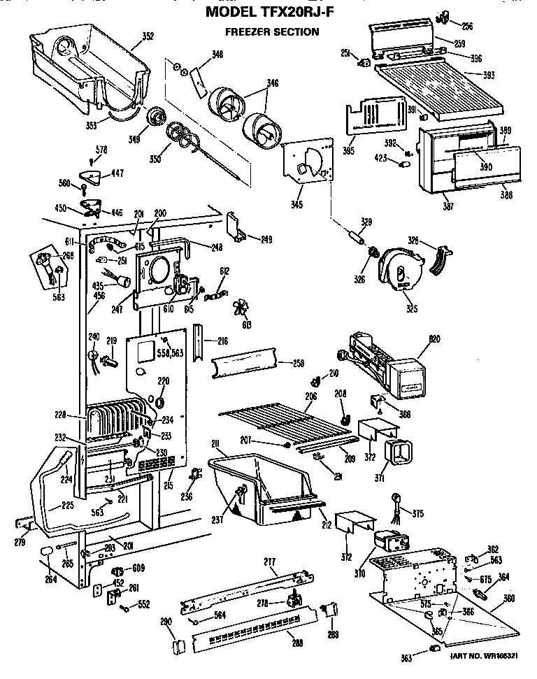 GE TFX20RJF freezer section diagram