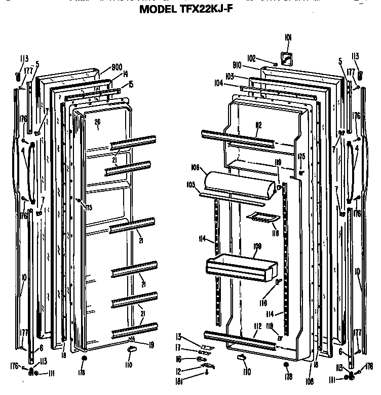 GE TFX22KJF doors diagram