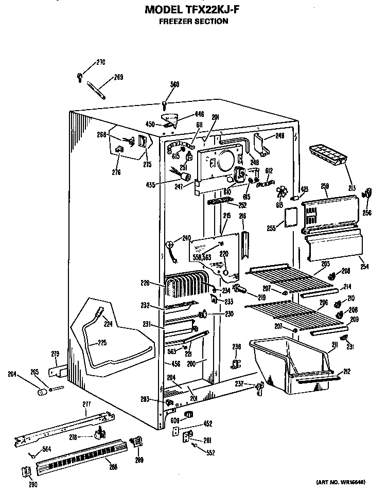 GE TFX22KJF freezer section diagram