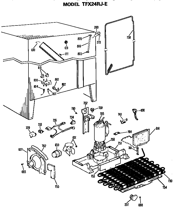 GE TFX24RJE unit parts diagram