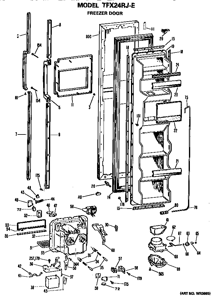 GE TFX24RJE freezer door diagram