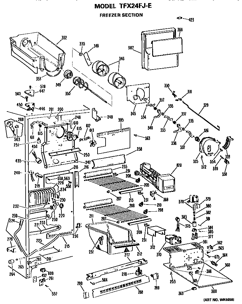 GE TFX24FJE freezer section diagram