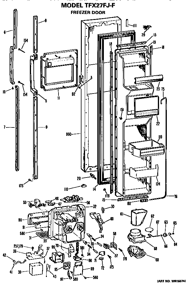 GE TFX27FJF freezer door diagram