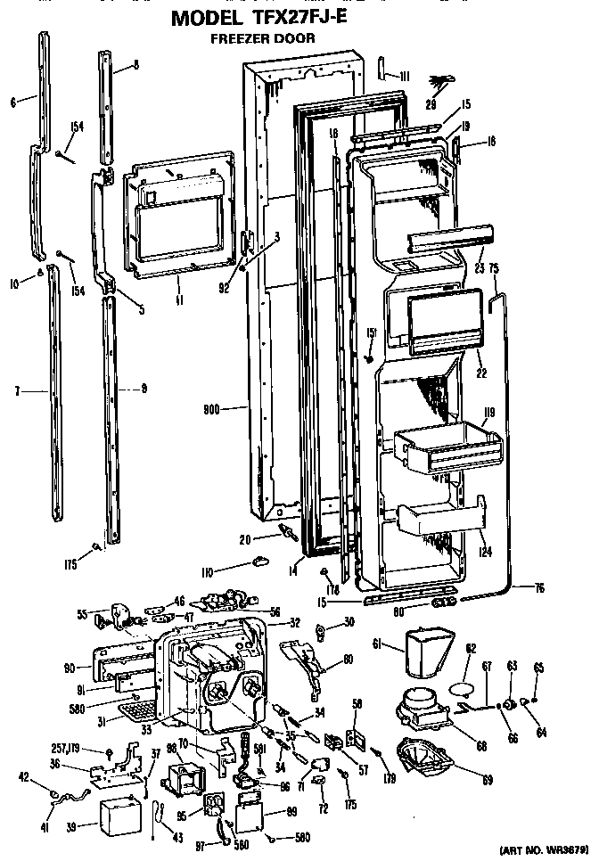 GE TFX27FJE freezer door diagram