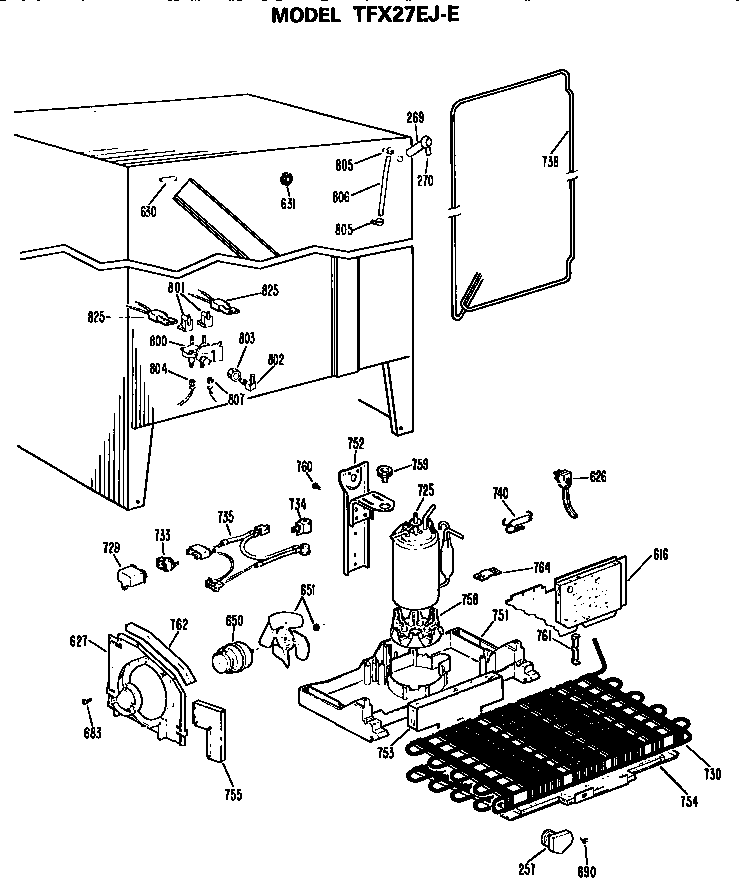 GE TFX27EJE unit parts diagram